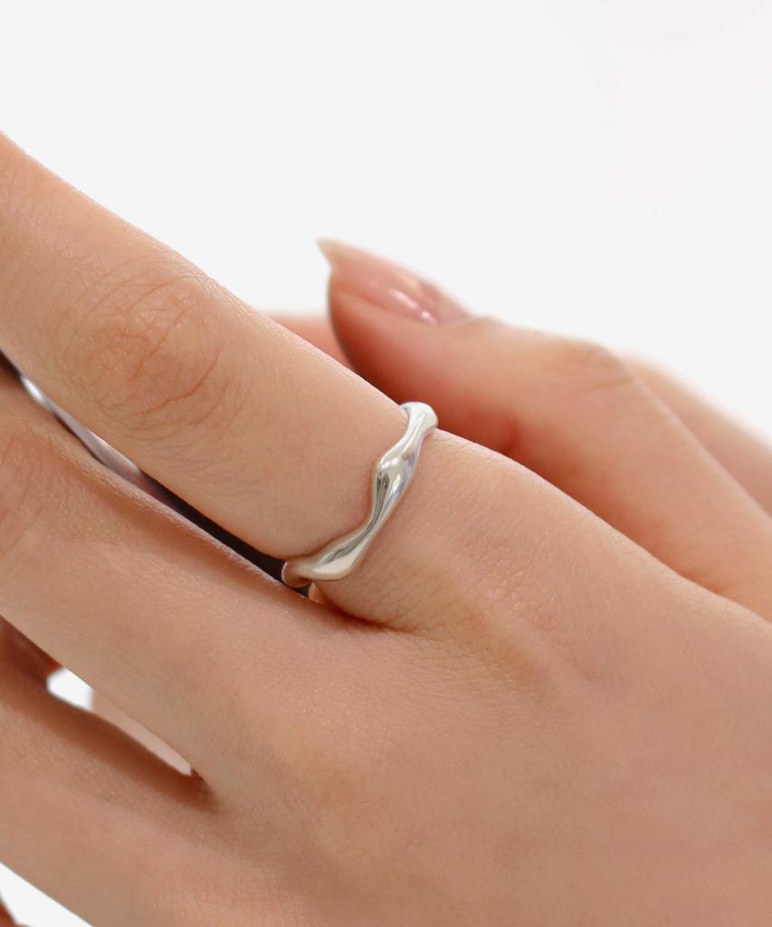 47Bag 925 Sterling Silver Ring Wavy Ring Irene