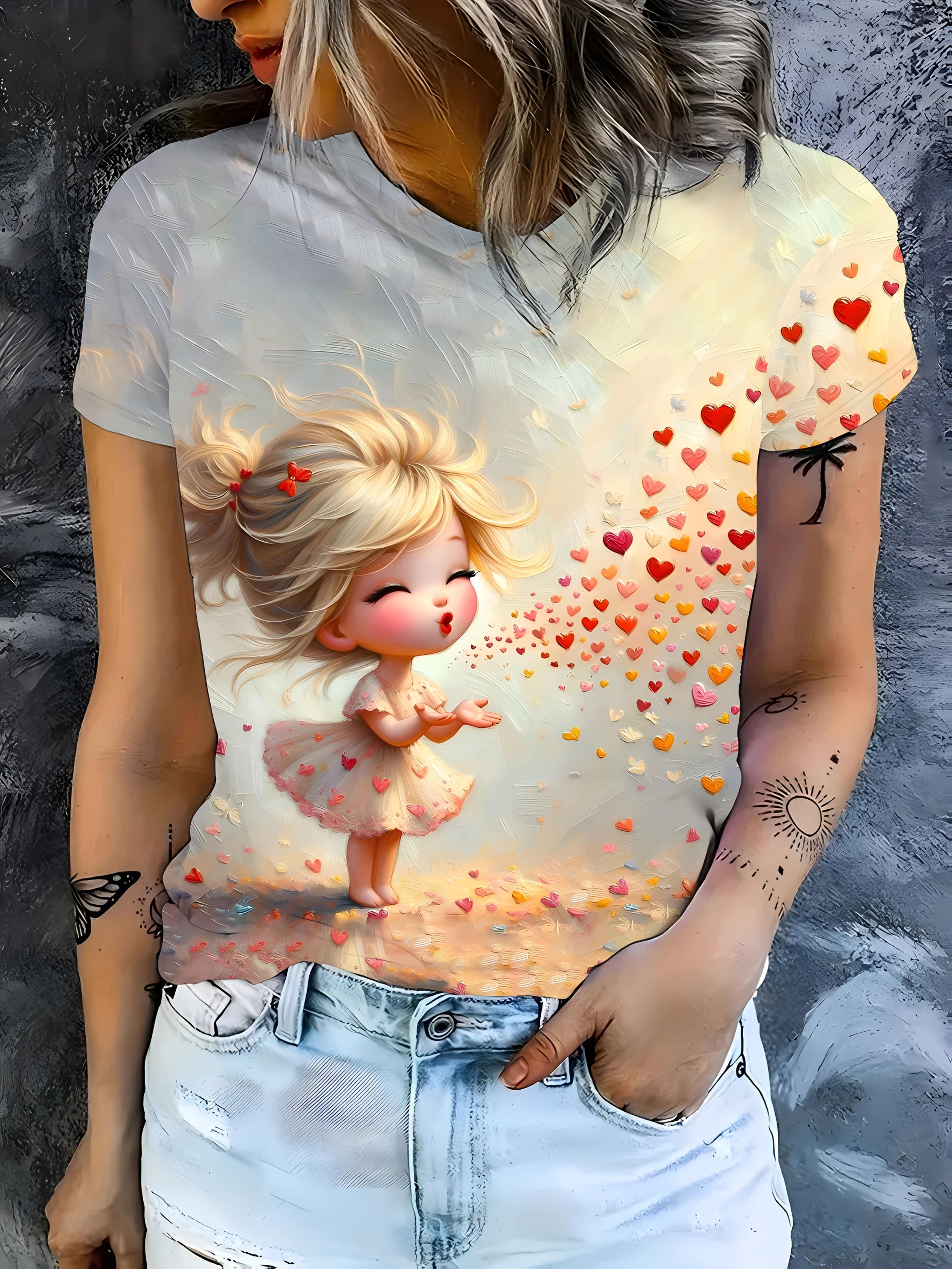 

[Cute T-Shirt] Cute 3D Full-Body Print Women s T-Shirt Micro Elastic Quick-Dry Breathable Fabric. Casual Sports Style Round Neck Short Sleeve Top for XL дубильная кора