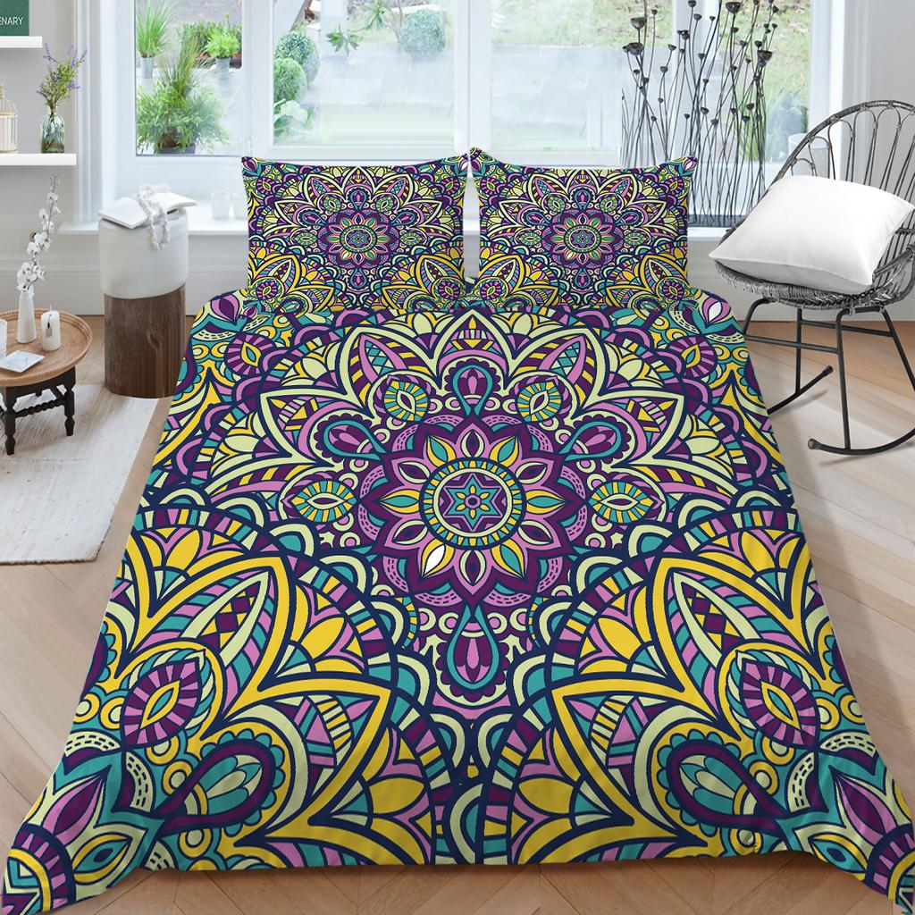 3D Bohemian Printed Bedding Single Double Bed Full Size Tropical Pattern Pillowcase and Quilt Cover Comfortable Home Decoration