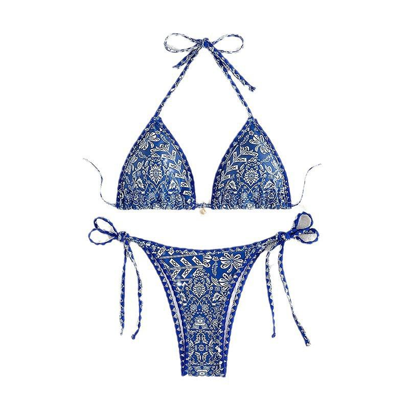 European & American Print Lace-up Bikini Swimsuit - 2025 Sexy Beachwear for Women