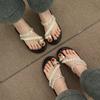 French Style with Skirt Rhinestone Cool Slippers Women's Summer Wear 2025 New Beautiful Seaside Sandals Fairy Silver Slippers