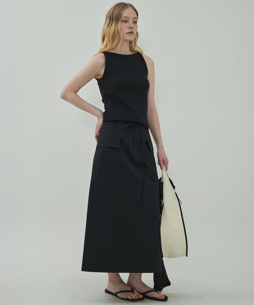 Mot Pocket String Long Skirt-Black
