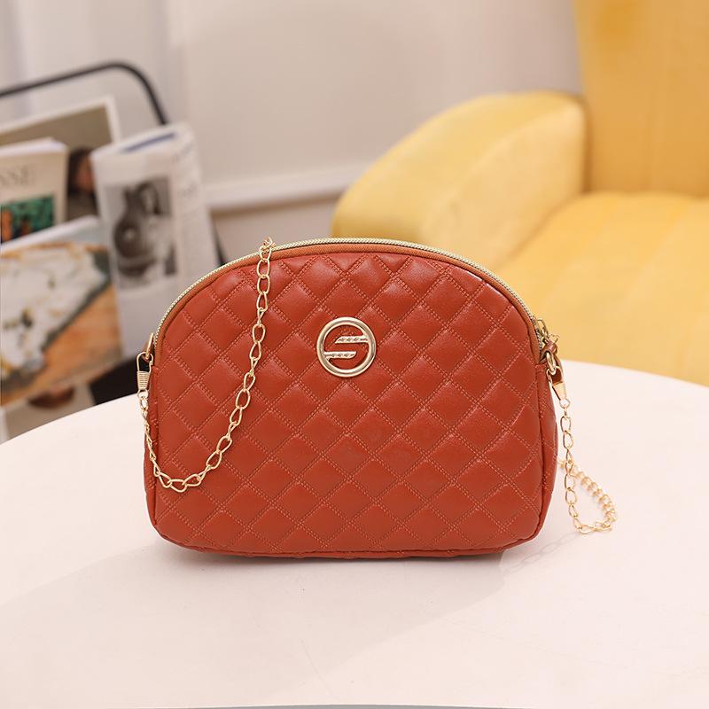

Women s bag new street trend fashion diamond small round bag large capacity shoulder messenger bag one piece hair коричневый