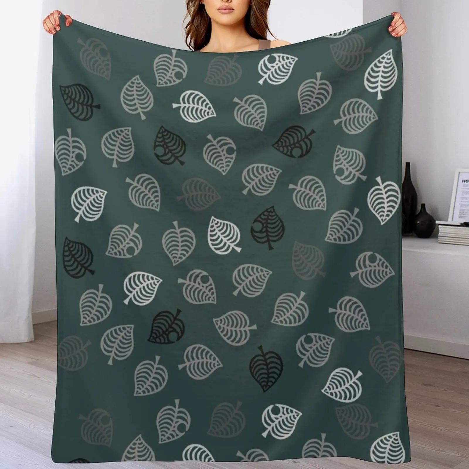Nook Leaf Aloha Logo Black and White on Green Throw Blanket Cozy Light Blanket for Travel Camping Picnic 102x76cm(40x30in)
