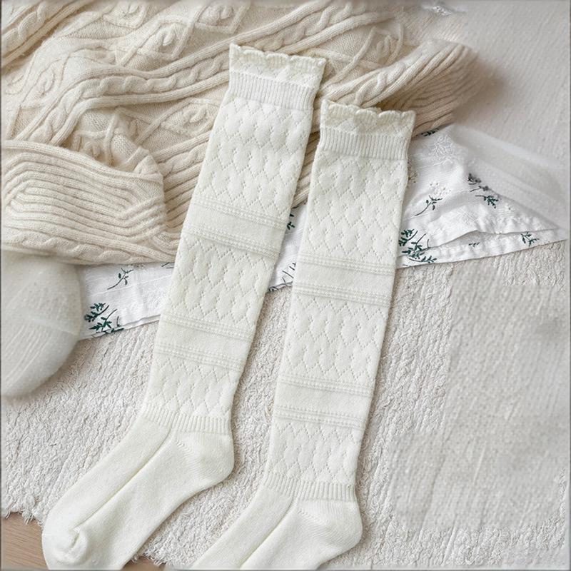 

Pure Cotton Knee-High Socks Solid Color Keep Warm Long Tight Socks Boot Socks Fall Winter