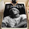 1PC Eminem Print Flannel Blanket, High Quality Comfortable for All Seasons, Home Decor, Warmth and Comfort, Perfect for Christmas Gifts