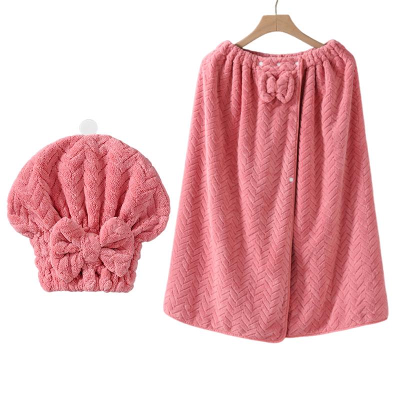 Extra-Large Quick-Dry Strapless Bath Skirt Towel with Hair Cap