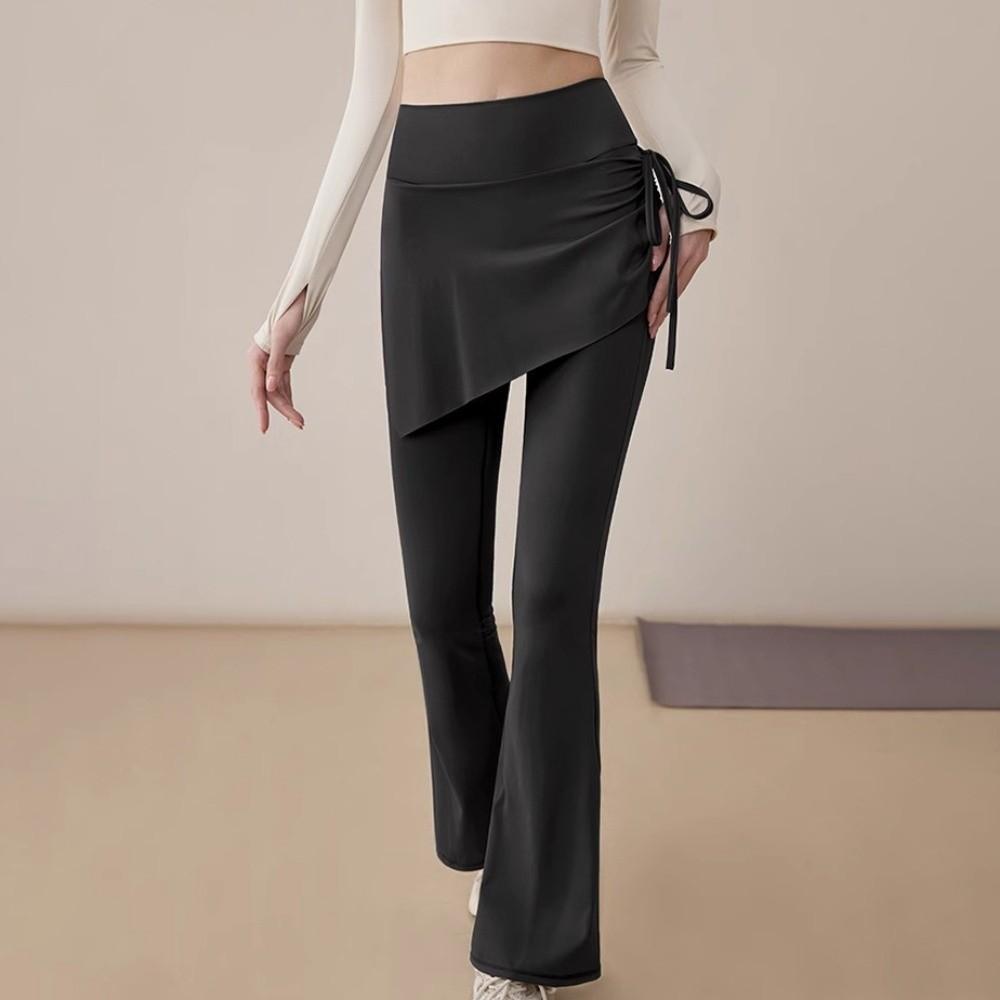 2 in 1 Fitness Leggings Flare Hem Sports Yoga Pants Sports Leggings Prevent Embarrassment