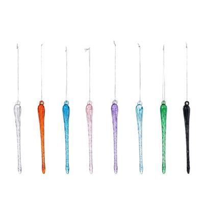 Christmas Tree Icicles Hangings, 12 Molded Acrylic Decorations with Top Eyelets for Home and Retail Holiday Displays