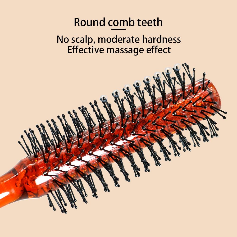Professional Round Hair Brush - Soft Bristles, Anti-Static, Scalp Massager - Salon & Home Styling Comb (Plastic Handle)