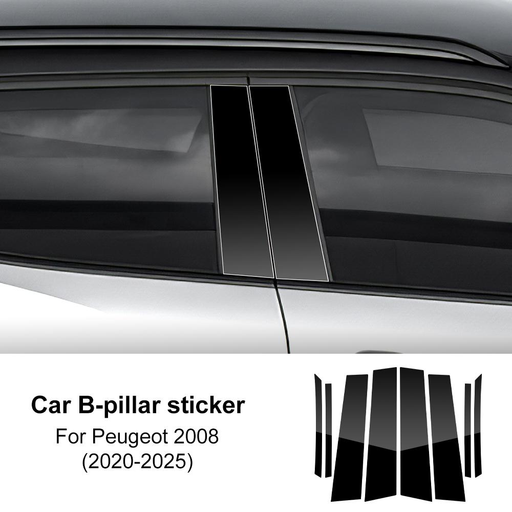 Car B-pillar sticker For Peugeot 2008     2024 2025 Window Trim Cover B Column Sticker Polished Pillar Accessory glossy black