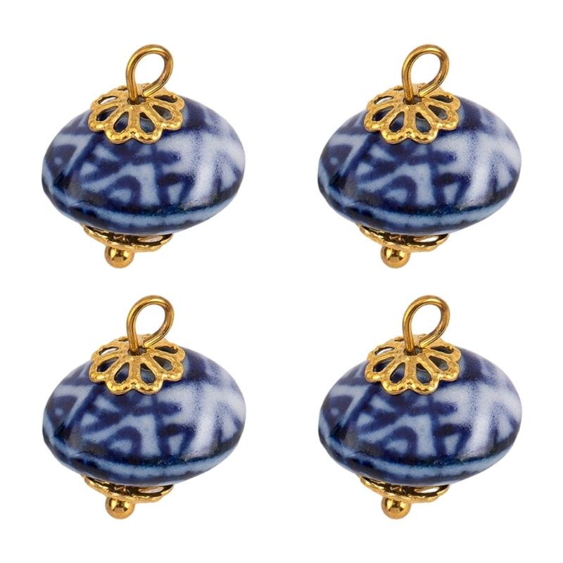 Accessori Orecchini Irregolari in Porcellana Blu Dipinta a Mano Acciaio Inossidabile Materiali per Artigianato