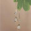 Fashion Cat Eye Stone Flowing Fringe Ear Chain Ultra-Gorgeous Long Round Face Earrings Elegant and Popular Earrings Set