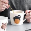 Japanese Minimalist Hand Drawn Animal Ceramic Mug 330ml Speckled Glaze Porcelain Coffee Milk Cup Microwave Safe Couple Breakfast