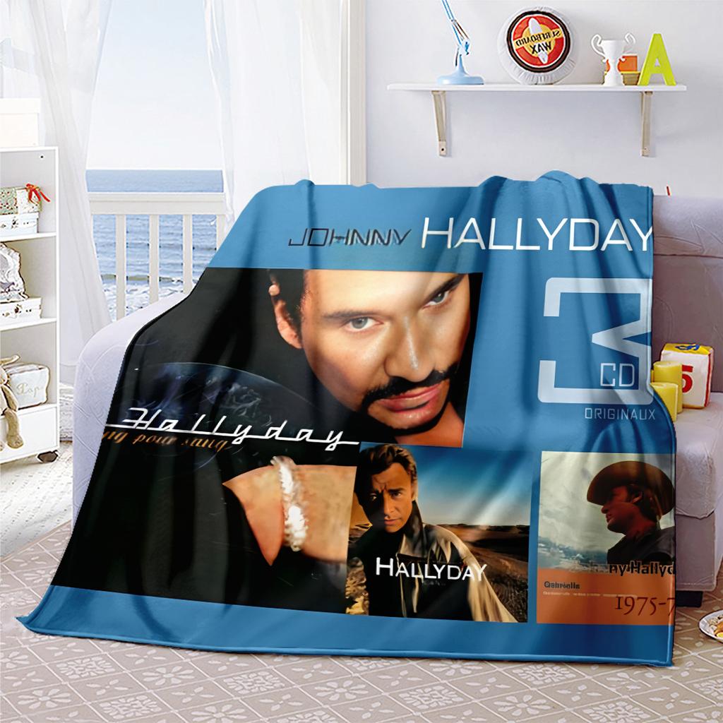 1pc Johnny Halliday the King of French Rock blanket, al season lightweigh Poster blanket home office outdoor nap multifunc Poster blanketional blanket