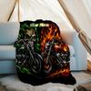 1PC Custom Name Skull Flames Motorcycle Art outdooor Flannel blankets Throw Blanket All-Season Throw Gift Bedspread for Couch, Bed, Camping Holiday Bi