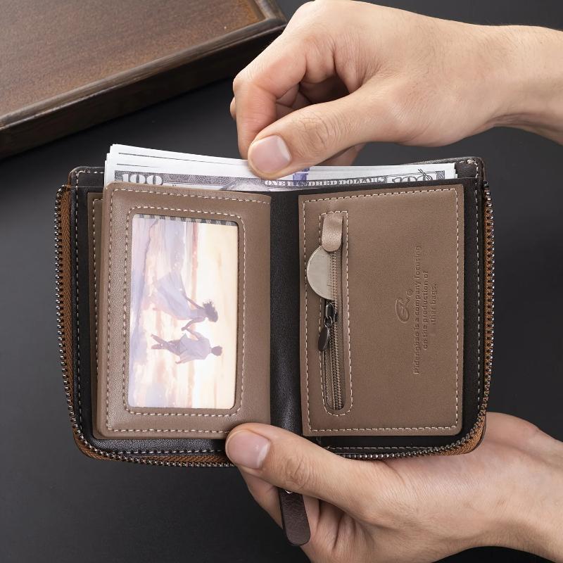 High Quality Men's Wallet Nubuck Leather Blocking Multi Luxury Designer Money Clip Card Holder Slot 3 FoldPurse