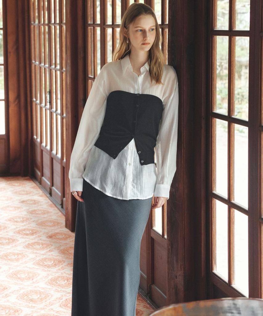 Siyajyu Sist9068 Minimal Bias Long Skirt_Charcoal