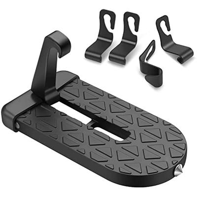 Marchepieds de porte de pédale de porte de voiture pliante avec repose-pieds de verrouillage à crochet en U véhicule avec marteau de sécurité et 4 crochets en plastique marchepied de porte de voiture pour toit de voiture pour Su