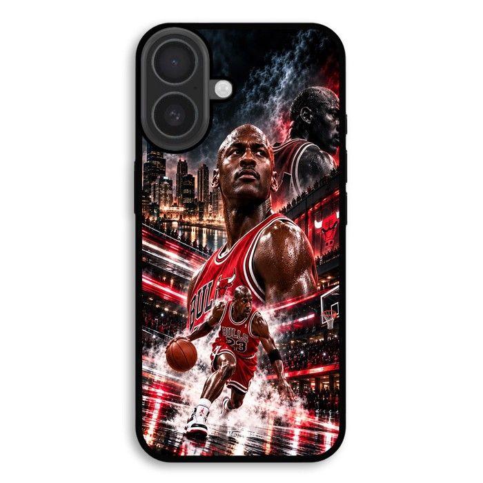 Hülle Für iPhone 18 Jordan 23 Chicago Bulls Basketball Legende NBA rot und schwarz Maniacase schwarz