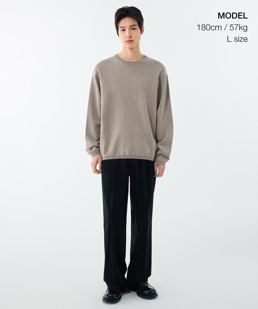 Musinsa Standard Minimal Crew Neck Knit [Heather Beige]
