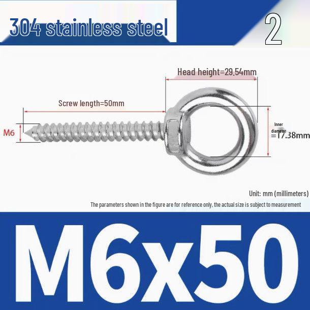 304 Stainless Steel Self-Tapping Eye Bolt with Ring Screw Hook