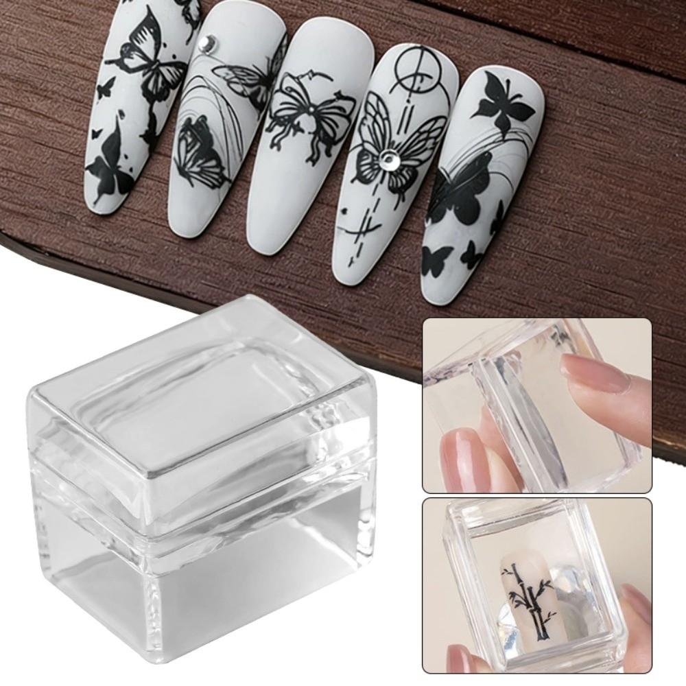 Transparent Nail Art Stamping Plates Square Reusable Manicure Stamping Plates DIY French Silicone Nail Stamper Manicure Tools