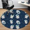 1PC SpacePenguins Office Round Area Rug, Mat Suitable For Office, Under Office Chairs Bedroom Living Room Home Decor, Room Deco