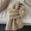 Hot Winter Thermal Knitted Scarf Women Raccoon Velvet Fur Wool Scarf Luxury Solid Color Shawl Wraps Windproof Warmer Neckerchief