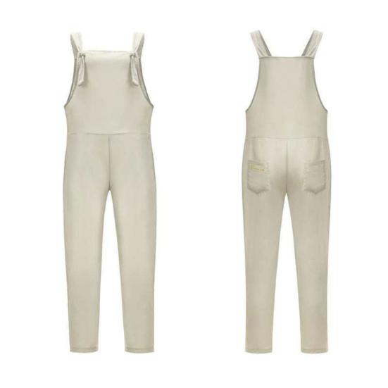 Women Casual Solid Color Sleeveless Adjustable Straps Loose Jumpsuit Bib Overall
