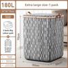Large Capacity Foldable Quilt and Clothes Storage Bag with Thick Gray Striped Fabric
