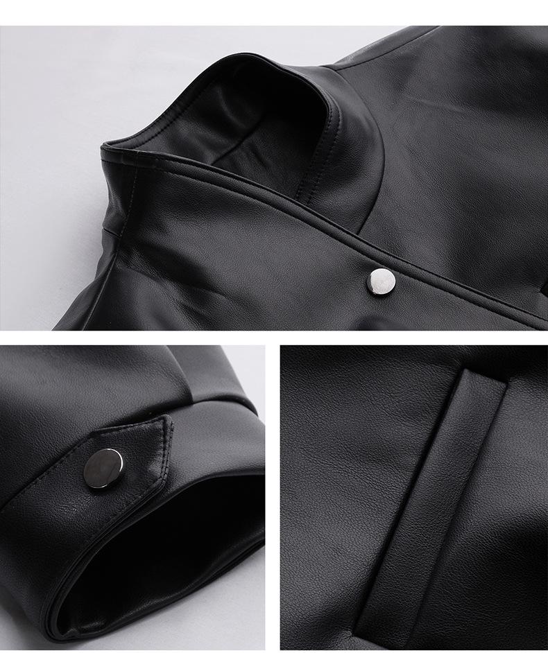 2025 Spring Women's High-End Petite Round Neck Loose Short Leather Jacket WA2513