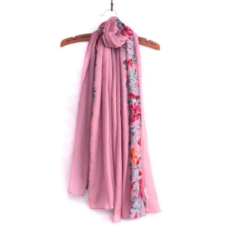 Retro Literary Ethnic Style Embroidered Scarf Comfortable and Casual Beautiful Silk Scarf