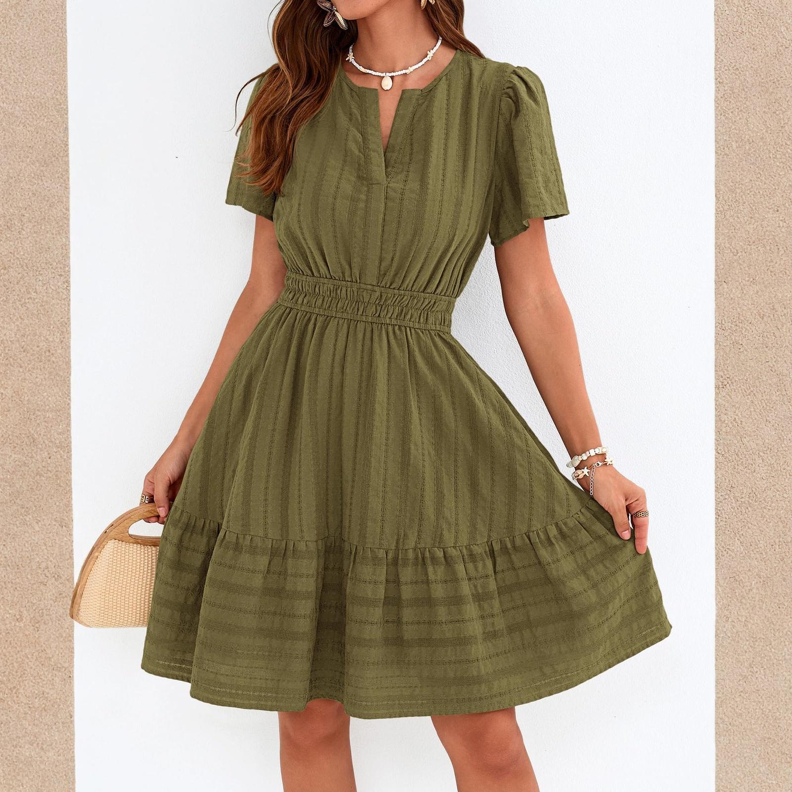 Women s Casual Dresses V Neck Short Sleeve Dress S