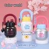 Cute Creative Plastic Cup with Handle, Dual-Drink Large Belly Cup, Student Water Bottle, Cartoon Design, Straw Included