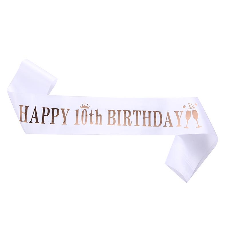 

Лента-кушак на день рождения - варианты возраста: 10, 13, 16, 18, 21, 30 One Size