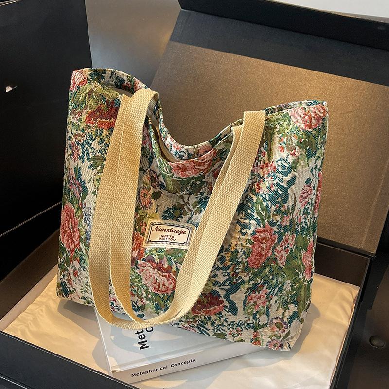 Large Capacity Bag Women Canvas Bag Women Ins Fashionable One Shoulder Tote Bag Female Students Versatile Handbag