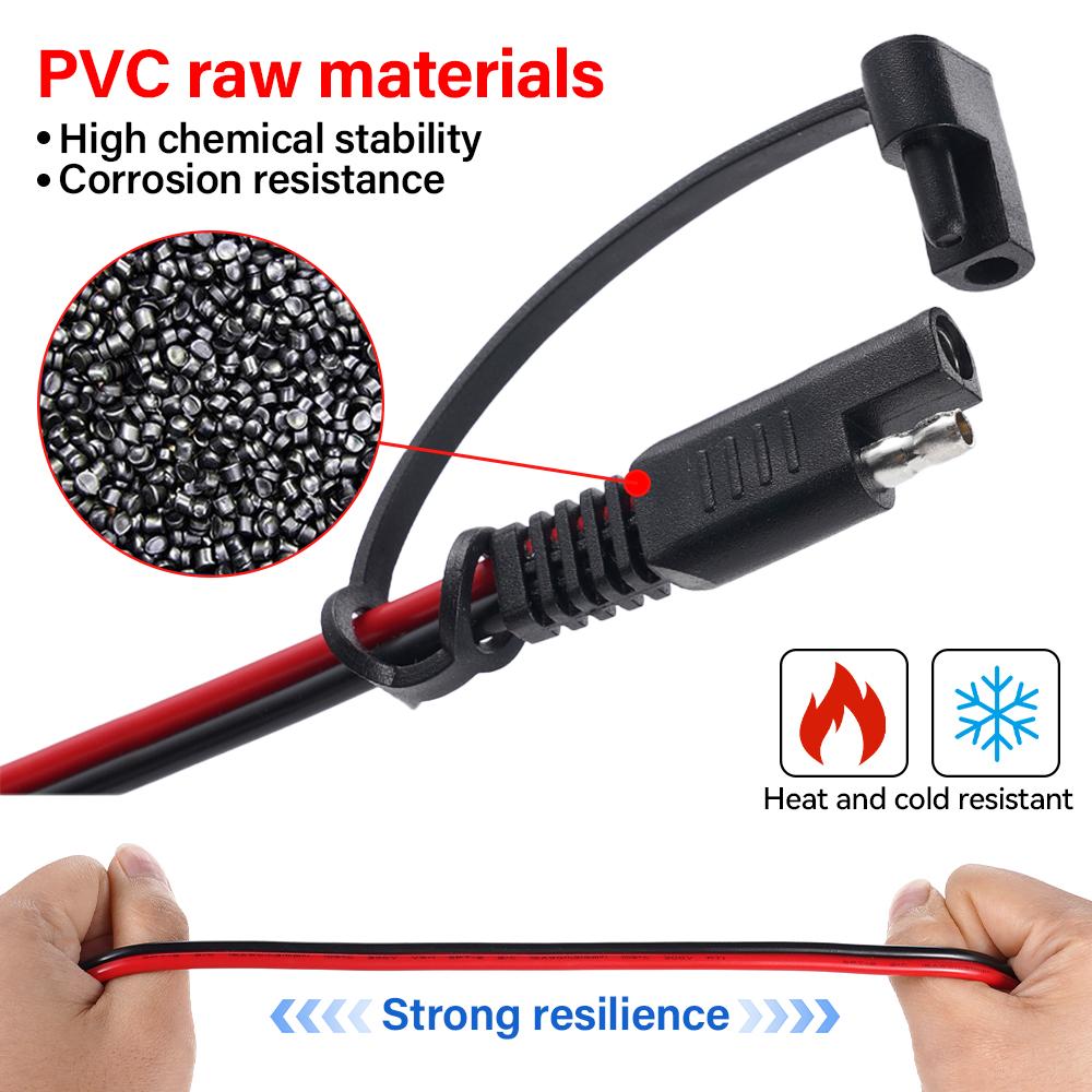 14AWG Battery Charging Cable SAE To SAE 12V-36V Solar Plug Cord Car Extension Cable Waterproof Solar Vehicle Battery Power Cable