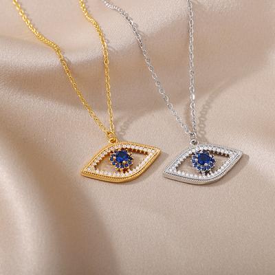 Modisches Böser Blick Halskette Für Frauen Edelstahl Böser Blick Anhänger Halsketten Glücklich Ästhetisch Türkischer Schmuck Femme
