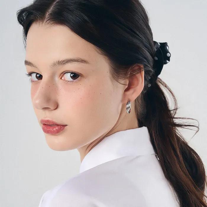 Polka dot satin scrunchie