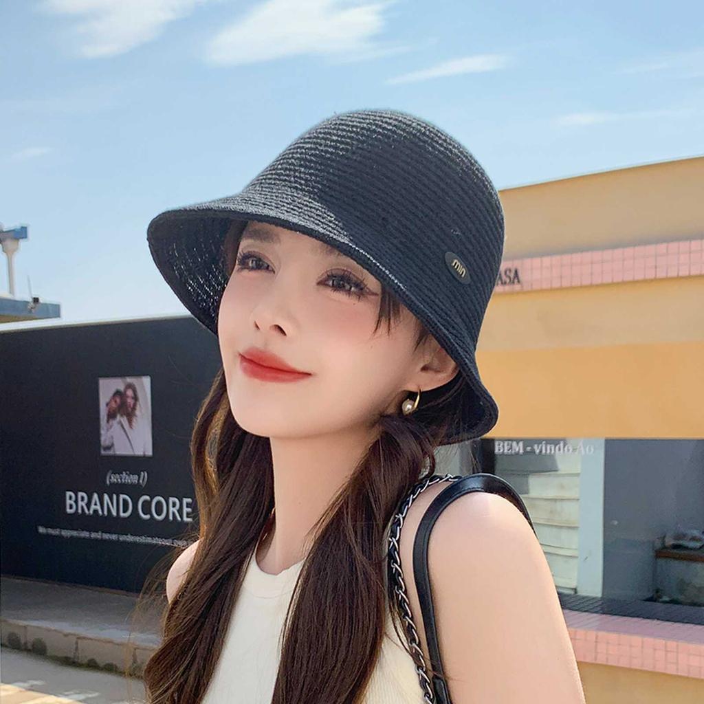 New Breathable Cotton Yarn Knitted Bucket Hat Women's Fashion Versatile Summer Outing Visor Casual and Elegant