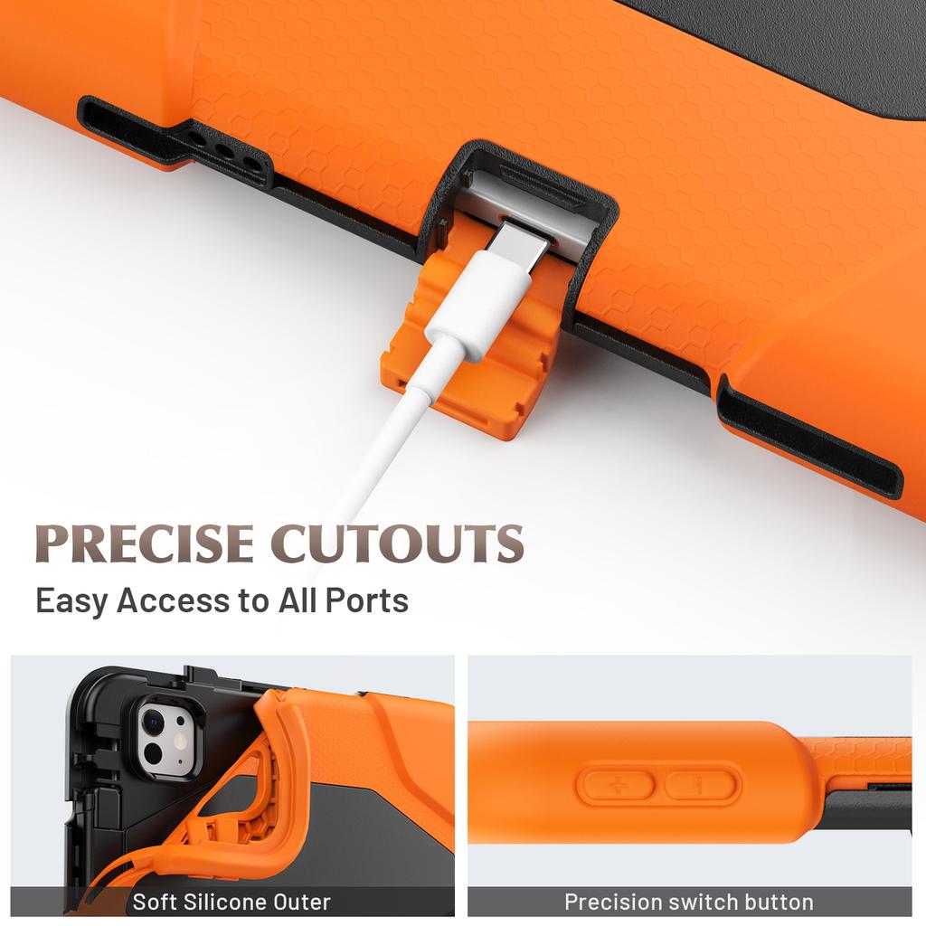 For iPad Pro 11 (2025)/11 (2024) Case PC+Silicone Kickstand Tablet Cover with PET Screen Film