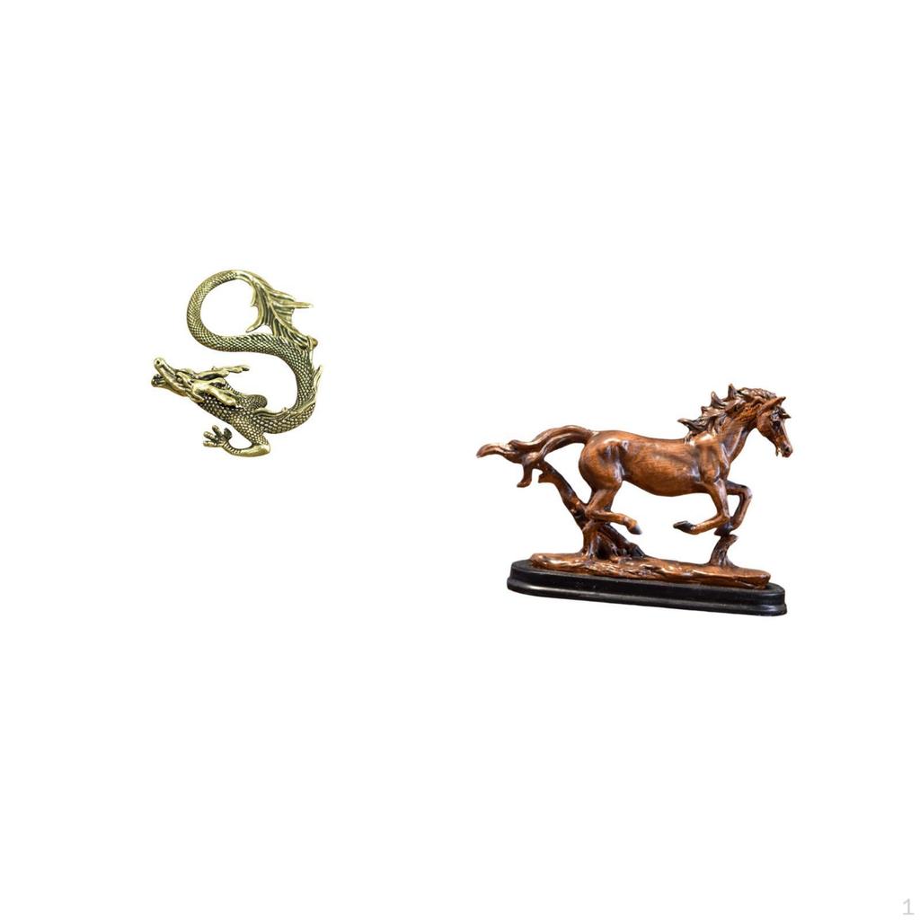 Brass Horse Miniature Statue Chinese Art Figurine Collectible Ornament for Home Office Desk Bedroom