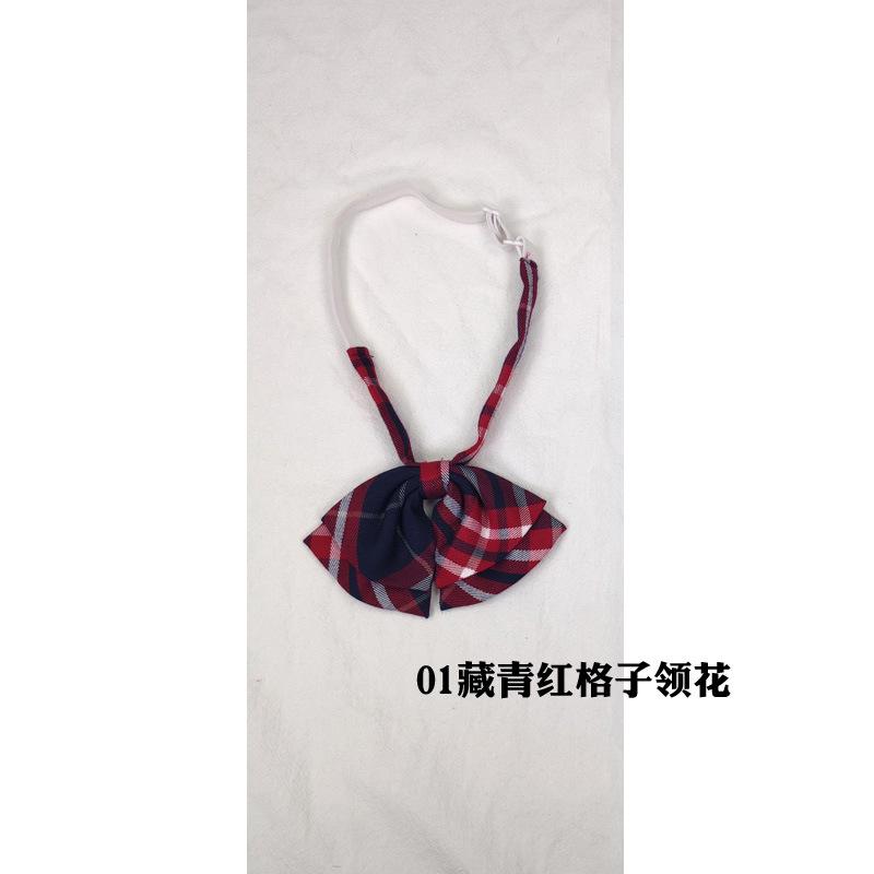 Blaue karierte Krawatte, leicht zu ziehende Lazy Tie, Krawatte, gestreifte Schuluniform, Schüler-Krawatten-Set.