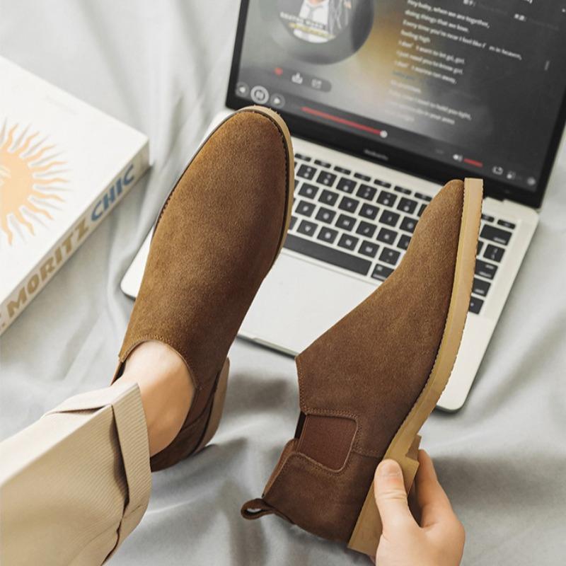Fashion Luxury Men's Shoes High Quality Suede Casual Shoes Oxford Office Shoes Chelsea Short Boots for Men Slip-On Business Dress Boots