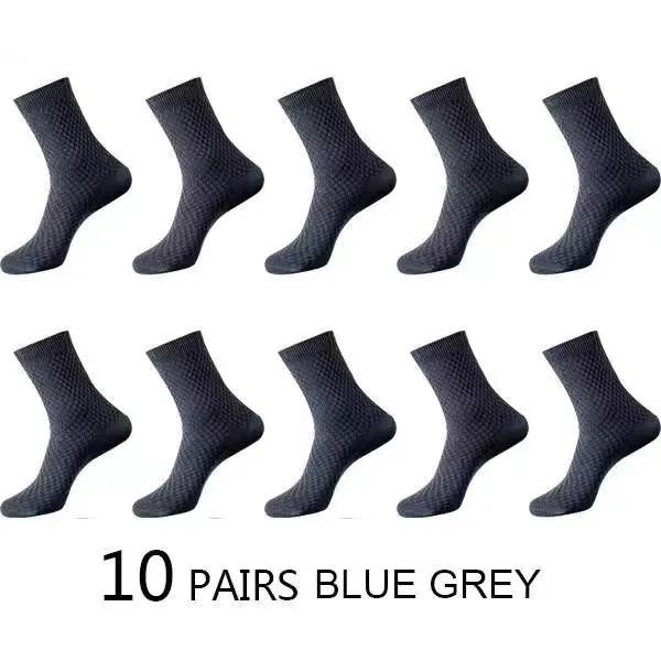 10Pairs/Men's Bamboo Fiber Socks Classic Business Office Stockings Breathable Deodorant Feet Men's Dress Socks Plus-size EU39-45