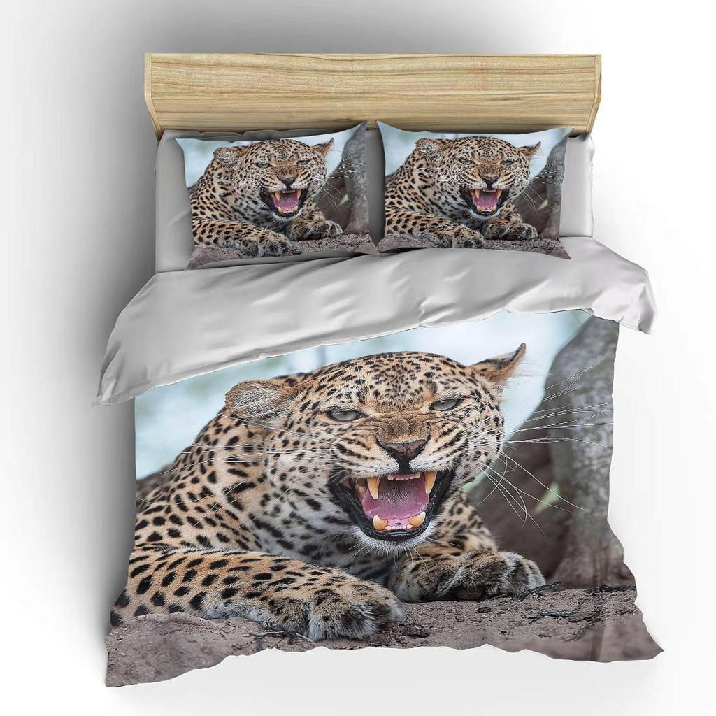 Neues Leoparden-Bettwäscheset 2023, 3D-Tierdruck, Bettbezug, Schwarz-Weiß, Luxus-Heimtextilien, Queen- und Kingsize, für Erwachsene und Kinder
