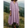 YYFS Moda donna primavera autunno tinta unita stampa manica lunga scollo a V vita larga abiti casual