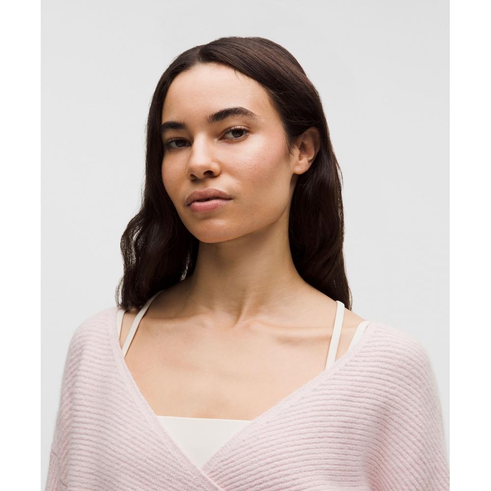 Lululemon Brushed Cotton Reversible Crossover Sweater Misty Pink