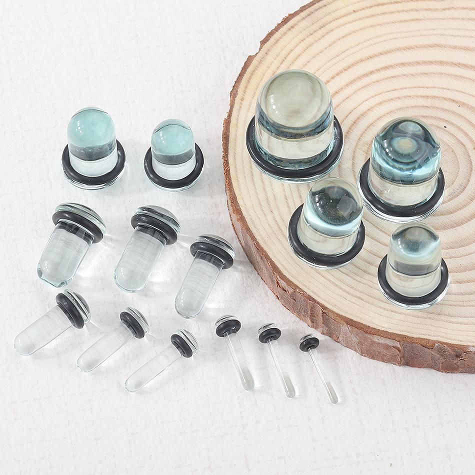 2Pcs/lot Glass Ear Plug And Tunnel 1.6-16mm Ear Dilators Taper Stercher Gauges Single Flare Flesh Expander Body Piercing Jewelry